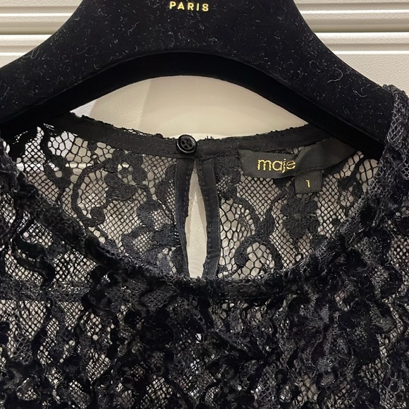 Maje black cold shoulder cut off blouse top long sleeve Size 1 size s - Picture 4 of 11